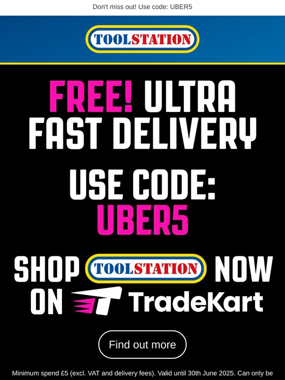 Don't miss out! Free delivery with TradeKart