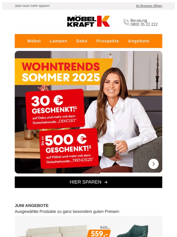 🌳🪑 Die Wohntrends für den Sommer 2025 sind da! Sparen Sie sich bis zu 500€²