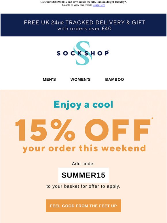 15% off continues - stock up on summer style 😎
