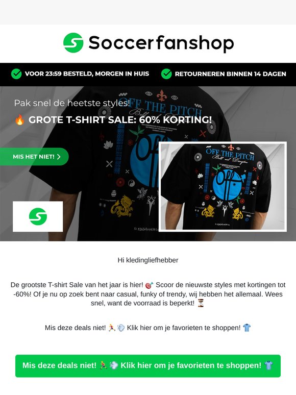 🔥 Grote T-Shirt Sale: 60% Korting!
