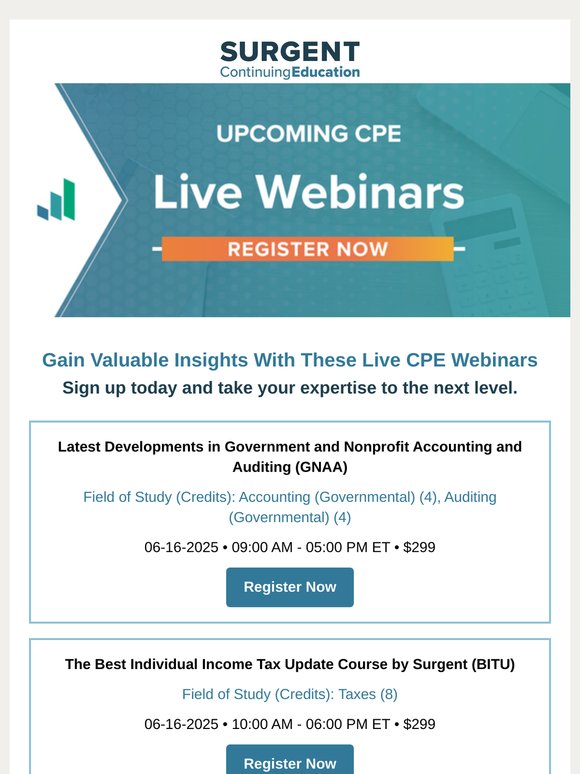 Reserve Your Spot: Live CPE Webinars You Need to See