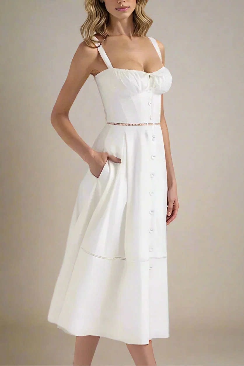 Holland Top and Midi Skirt Set - White Pearl