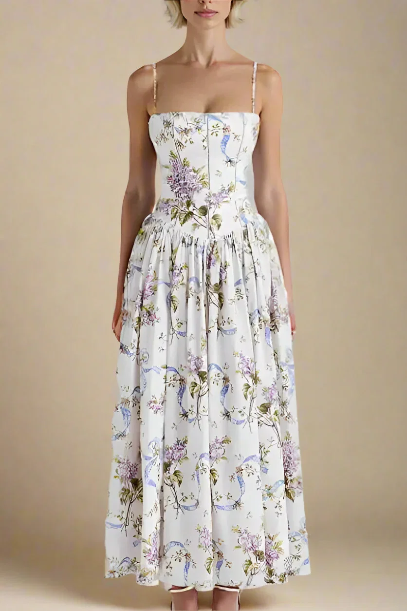 Tasmin Midi Dress - White Floral