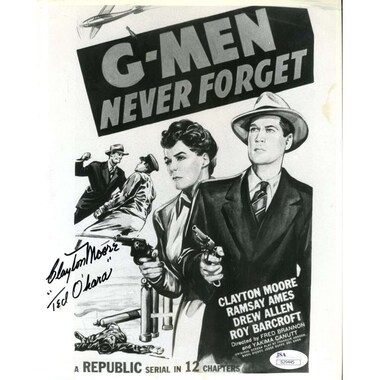 Clayton Moore Jsa Coa Autograph 8x10 Hand Signed Photo Authenticated G Men