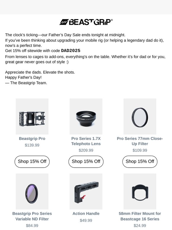 ⏳ Final Hours: 15% OFF Everything