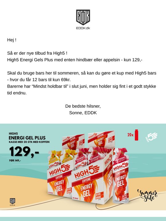 🍓🟠 High5 Gels med koffein - kun 129,-
