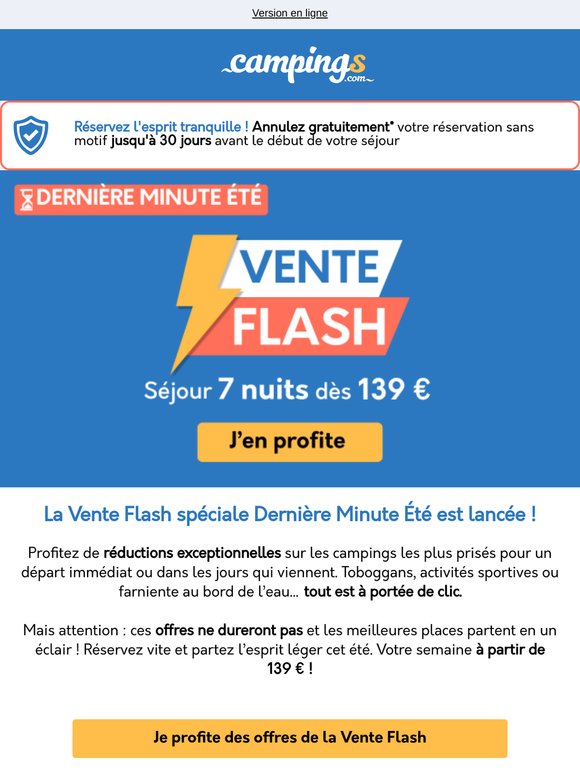 Vente Flash : dernière minute été