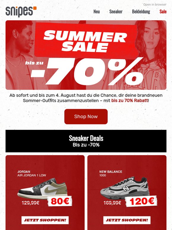 ☀️ Bis zu 70% off beim SNIPES Summer Sale