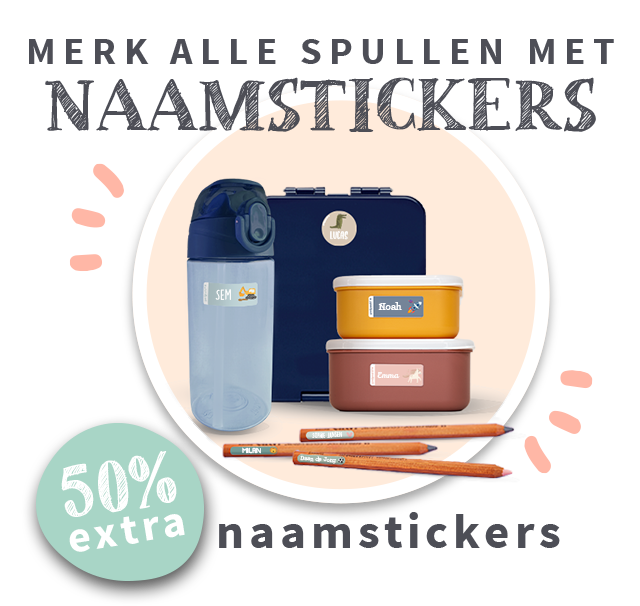 50% Gratis Naamstickers