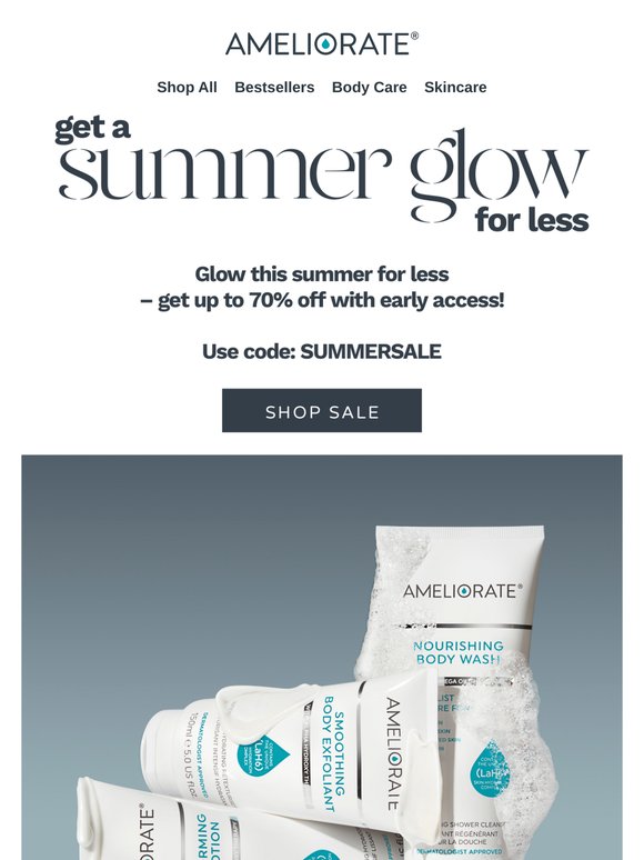 Glow into summer - up to 70% off awaits 🌞