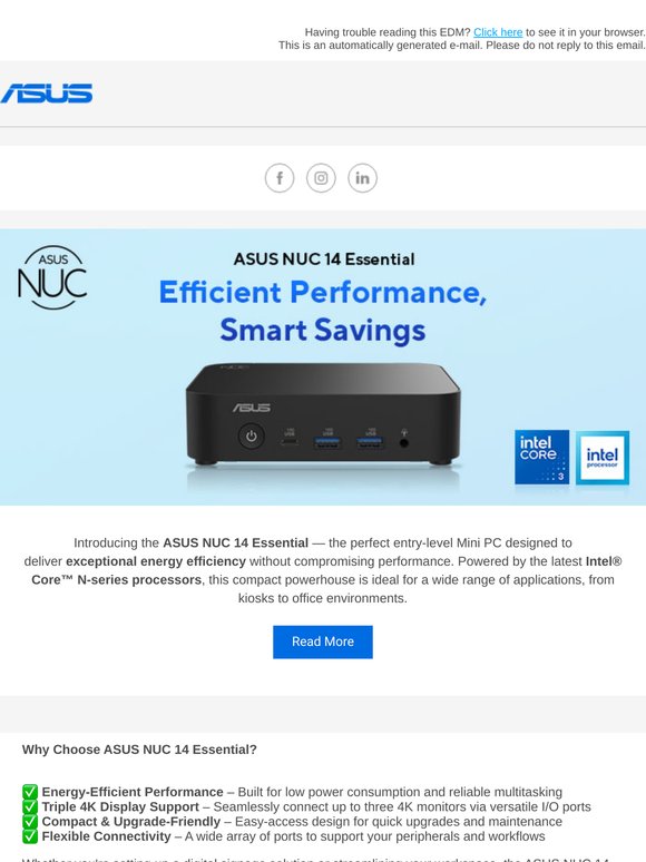 ASUS NUC 14 Essential: Efficient Performance, Smart Savings