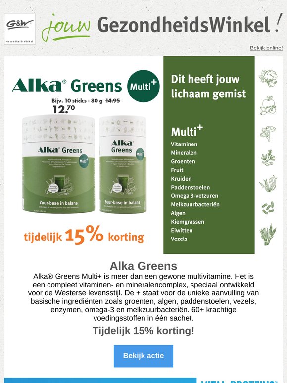 ALKA Greens Multi+  tijdelijk met 15% korting.