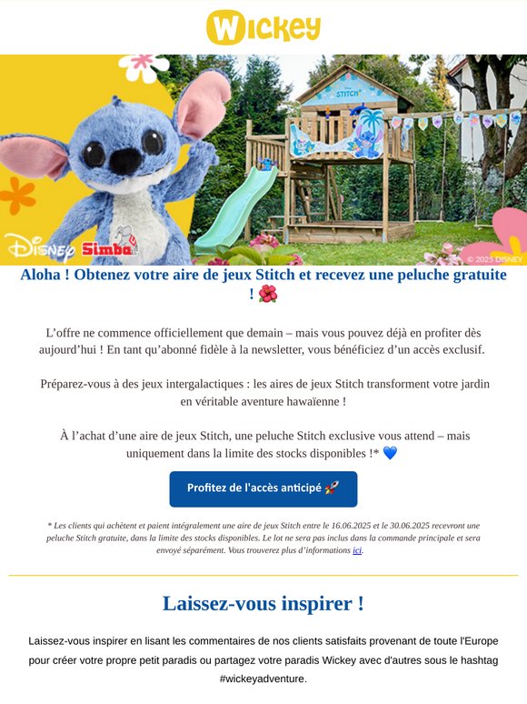 Aloha ! Obtenez votre aire de jeux Stitch et recevez une peluche gratuite ! 🌺