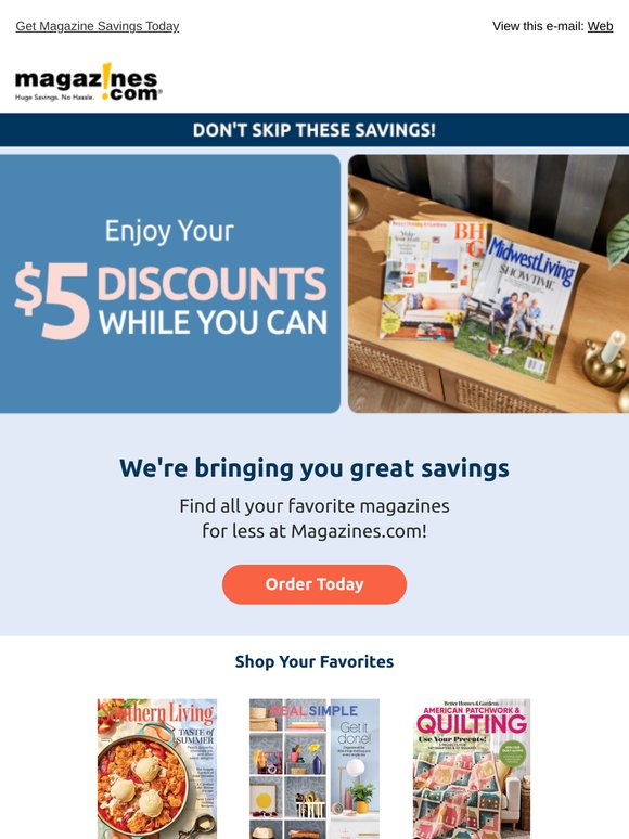 HURRY! Get $5 discounts for a limited time!