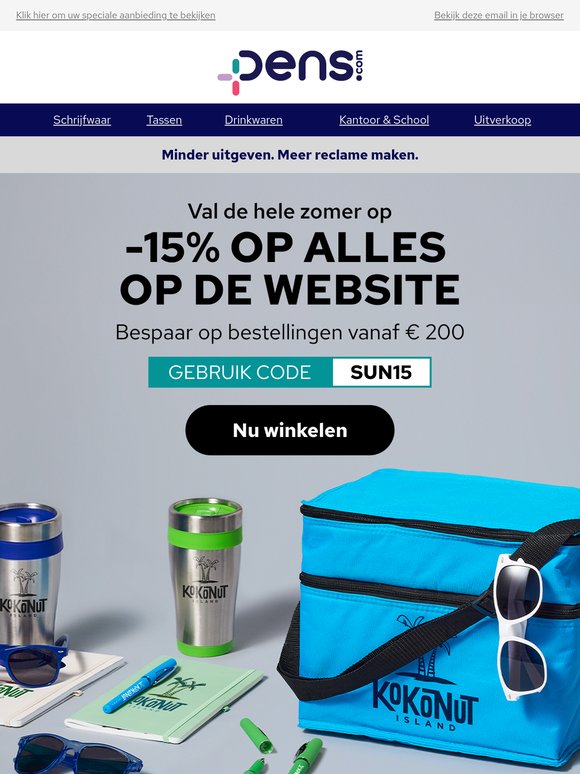 -15% | Zomer, zon en merch.