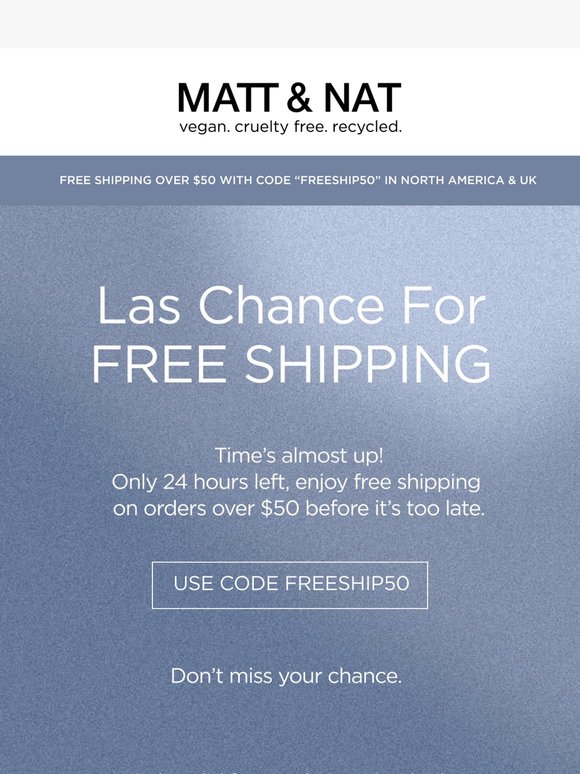 Only 24 Hours Left for Free Shipping!