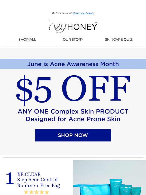 Blemishes? Not on our watch. Take $5 Off Any Acne Product 💜