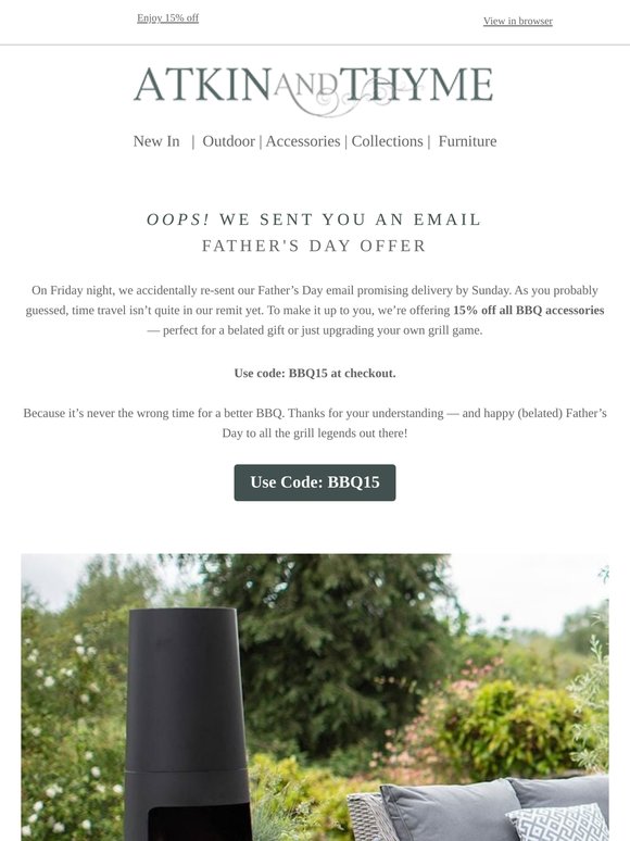 Oops! Our email jumped the grill 🔥