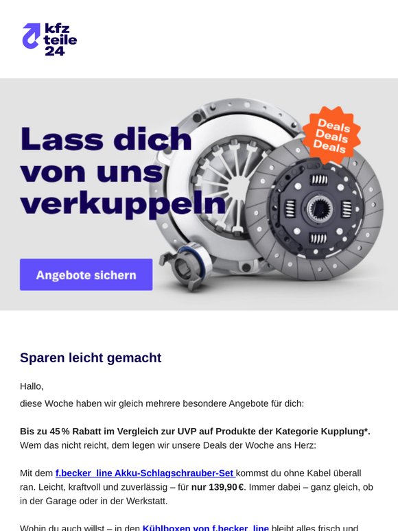 Bis zu 45 % auf Kupplungen* – und zwei starke Angebote obendrauf