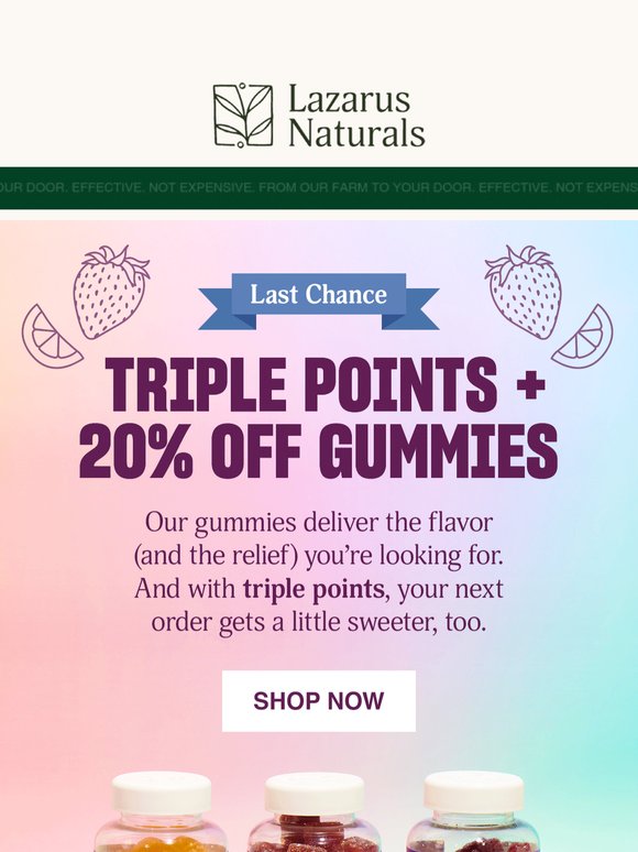 🌈Last Day to Save 20% on Gummies + Earn 3X Points