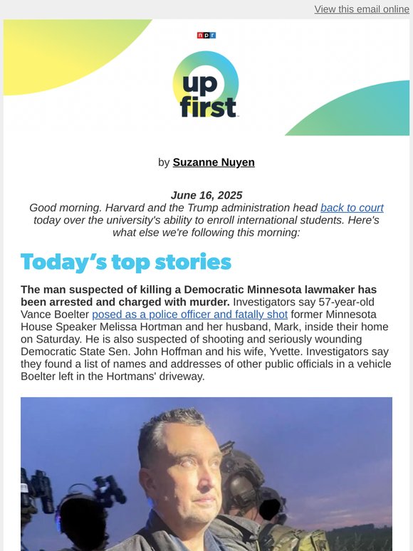 Minnesota shooting suspect caught and charged. And, takeaways from Saturday's military parade and No Kings protests