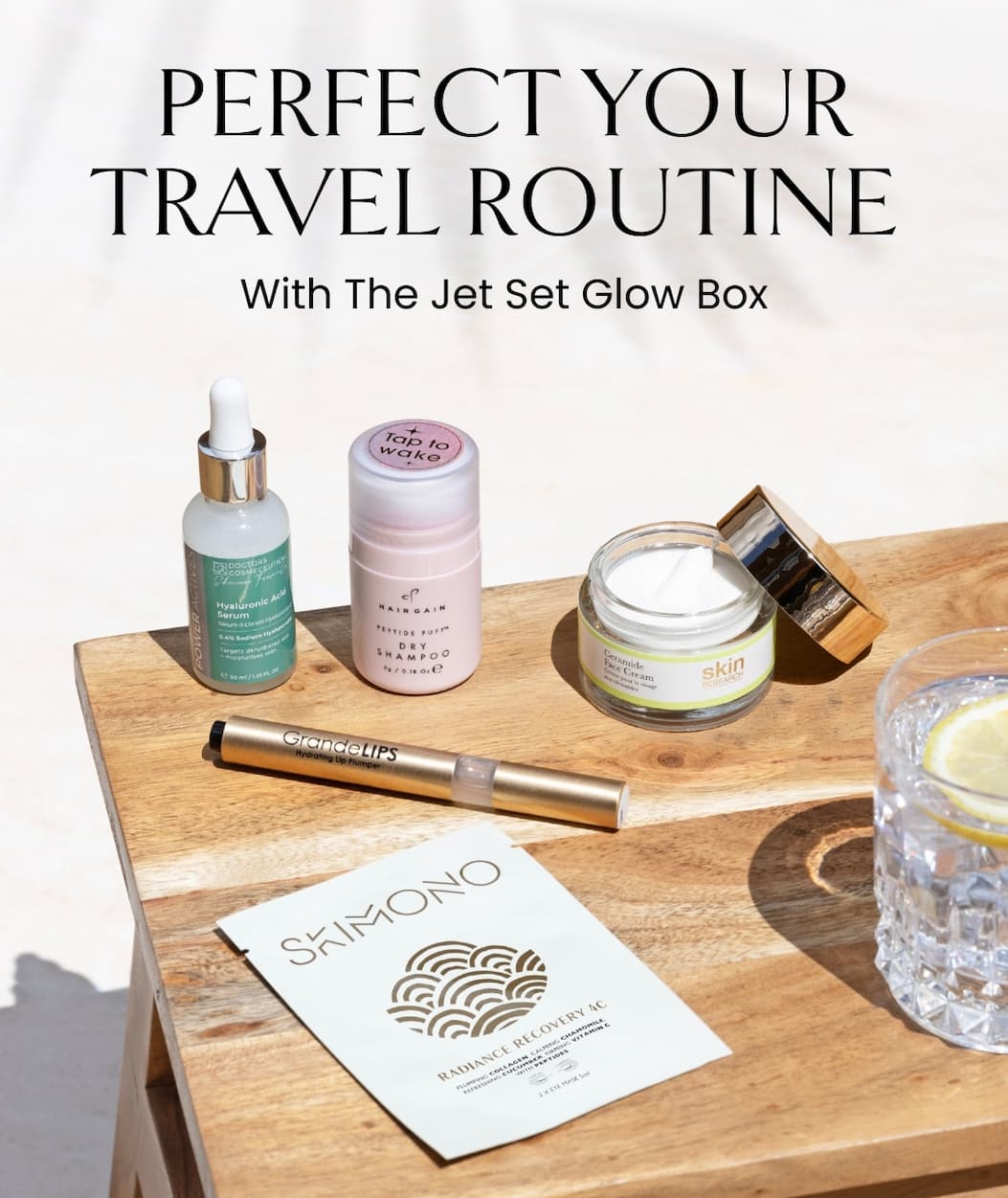 Perfect your travel routine with the Jet Set Glow box. Shop now.