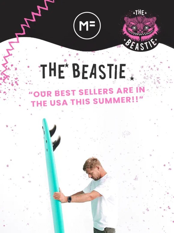 OUR BEST SELLING SOFTBOARD, THE BEASTIE, IN THE USA THIS SUMMER WHILE STOCK LASTS!! ☀️🌴