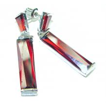 Superior quality 9.5 carat Hot red Helenite .925 Sterling Silver earrings