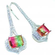 Luxurious 9.5 carat Watermelon Tourmaline .925 Sterling Silver Handcrafted  Earrings