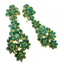 The charm of Nature 29.8 carat Authentic Colombian Emerald 18K Gold over .925 Sterling Silver handmade earrings