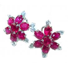Born to Glam  authentic 14.8 carat Ruby  .925  Sterling Silver handcrafted  earrings