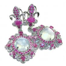 Pink Majesty Authentic 22.5 carat Brazilian Rose Quartz Ruby .925 Sterling Silver incredible   handcrafted Earrings