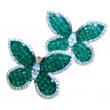 Incredible Butterflies genuine Emerald   .925 Sterling Silver handcrafted  Earrings