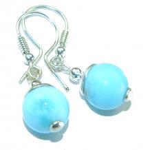 Precious Blue Larimar  .925 Sterling Silver handmade  earrings