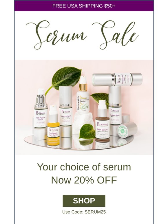 🌿 Glow Naturally with 20% Off Be Natural Serums