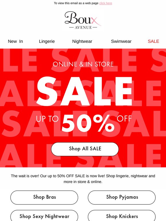 Up to 50% OFF SALE starts now!