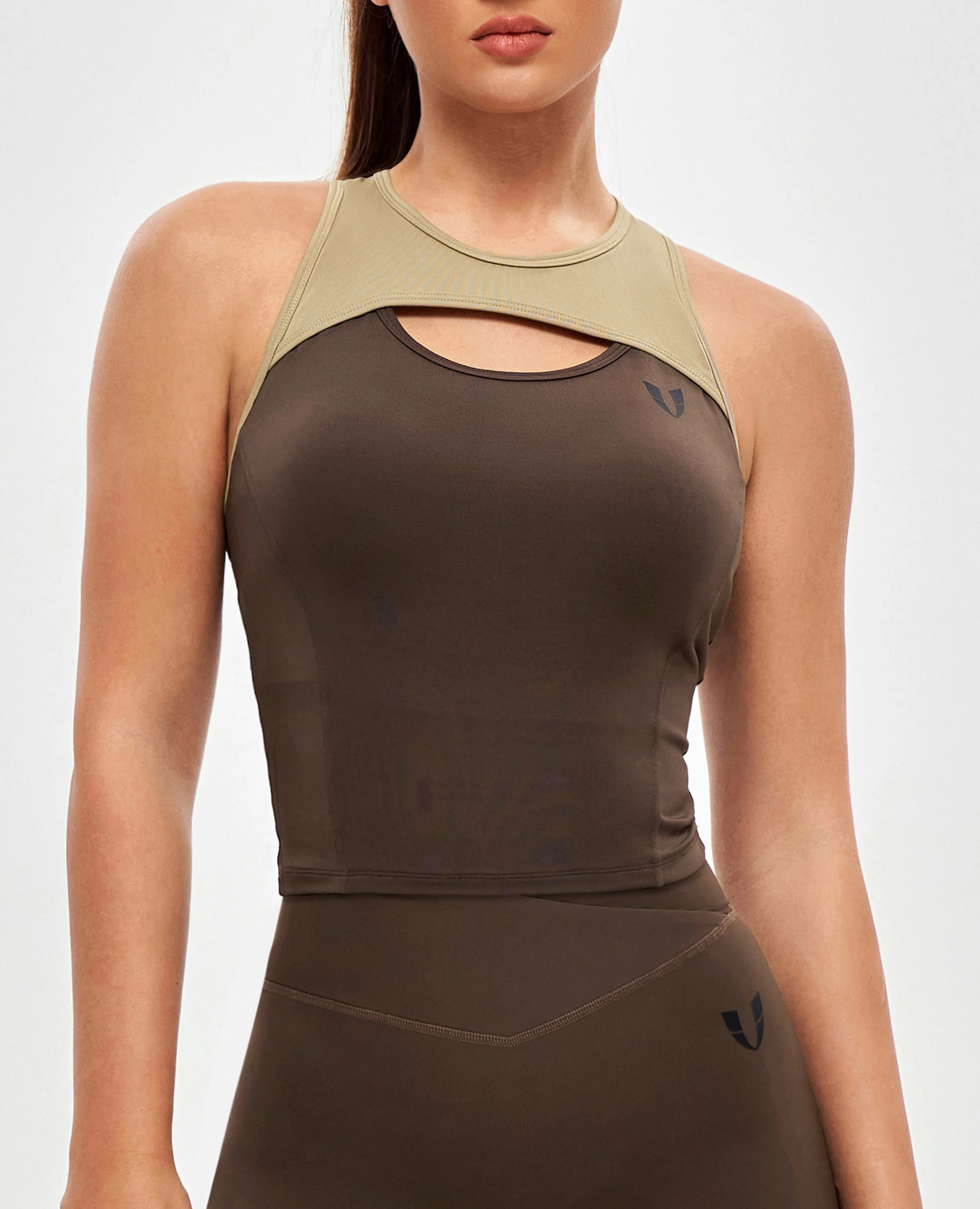 Cutout Tank Top - Dark Brown
