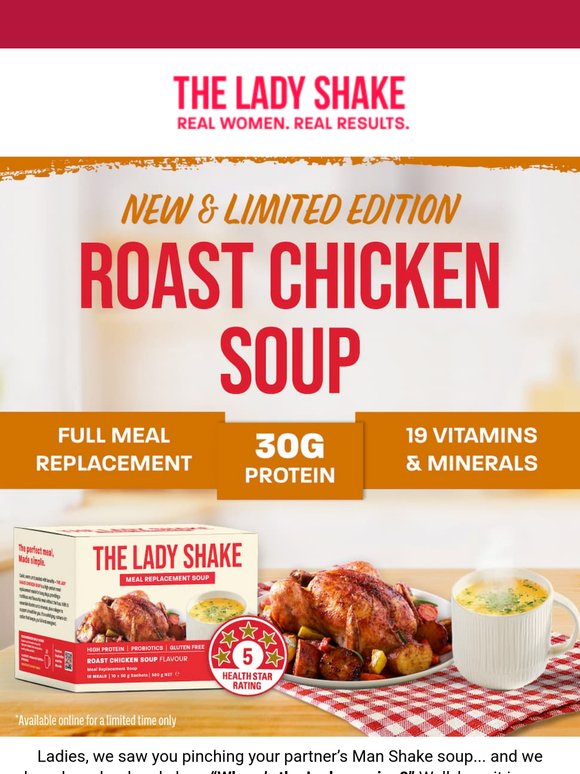 🥄 NEW from The Lady Shake – Roast Chicken Soup!