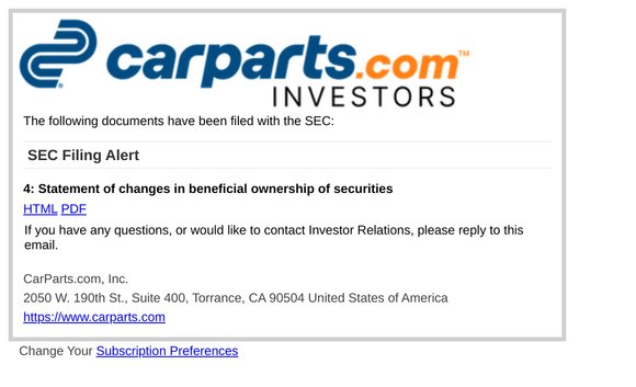 SEC Filing Alert for CarParts.com, Inc.