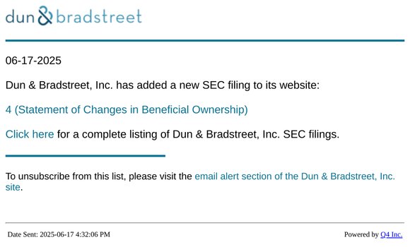 Dun & Bradstreet, Inc. - 4 (Statement of Changes in Beneficial Ownership) SEC Filing