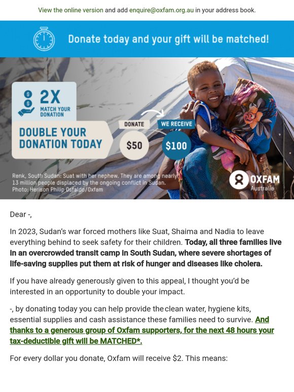 Your donation matched for 48 hours