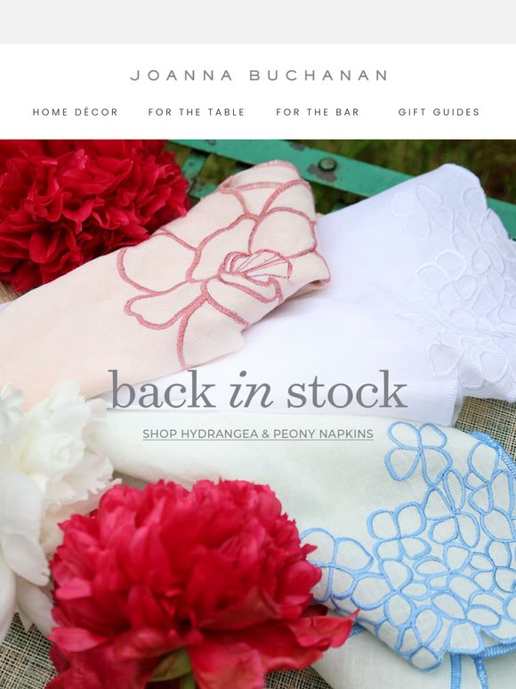 BACK IN STOCK: Hydrangea & Peony Napkins