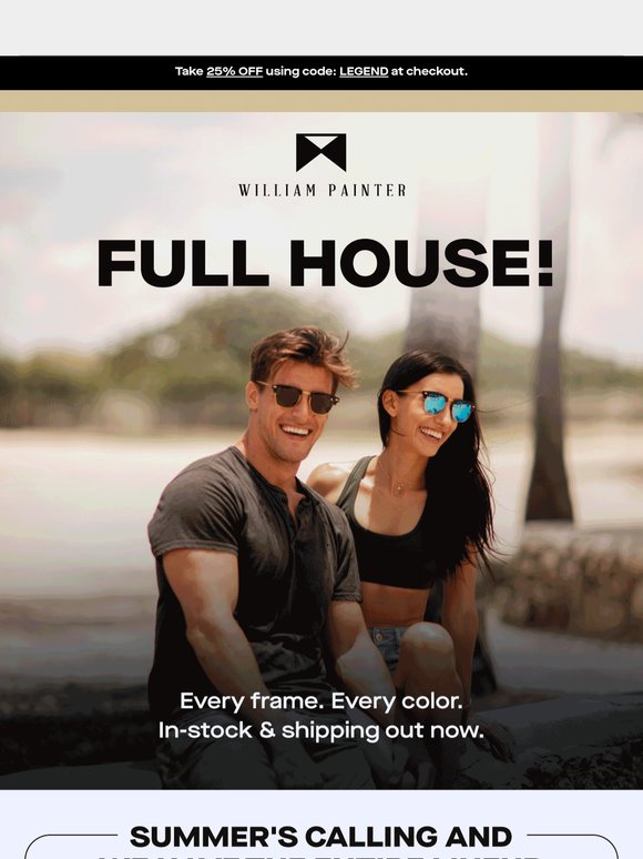 FULL HOUSE! Every frame, every color... completely RESTOCKED for Summer ☀️