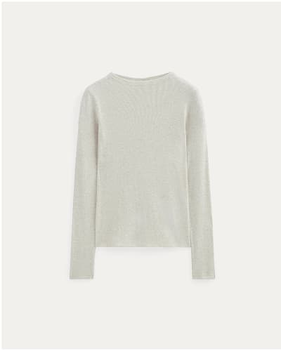 [Image]The Luxe Rib Funnel-Neck Tee | Heathered Oat
