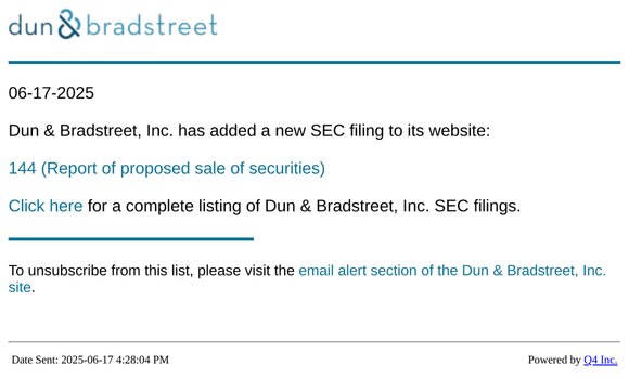 Dun & Bradstreet, Inc. - 144 (Report of proposed sale of securities) SEC Filing