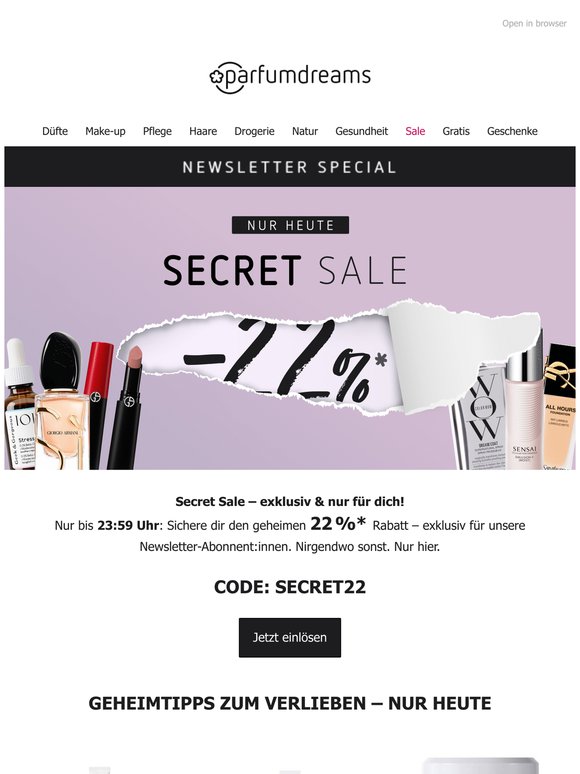 SECRET SALE 🤫 Nur heute im Newsletter