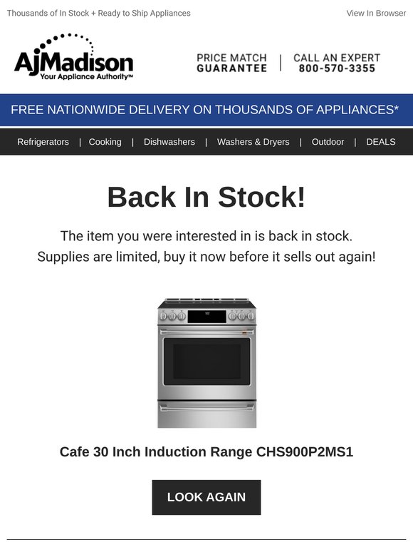 Back in stock! Cafe 30 Inch Induction Range CHS900P2MS1