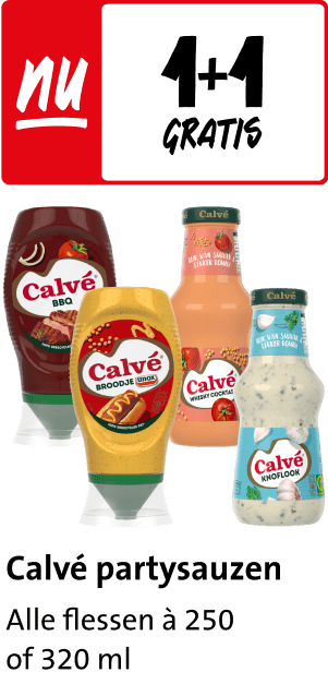 Calvé partysauzen 1+1 gratis