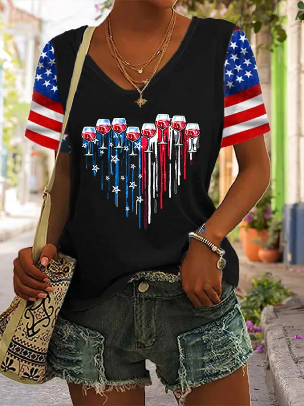 Image of Women's Vintage Flag Print T-shirt
