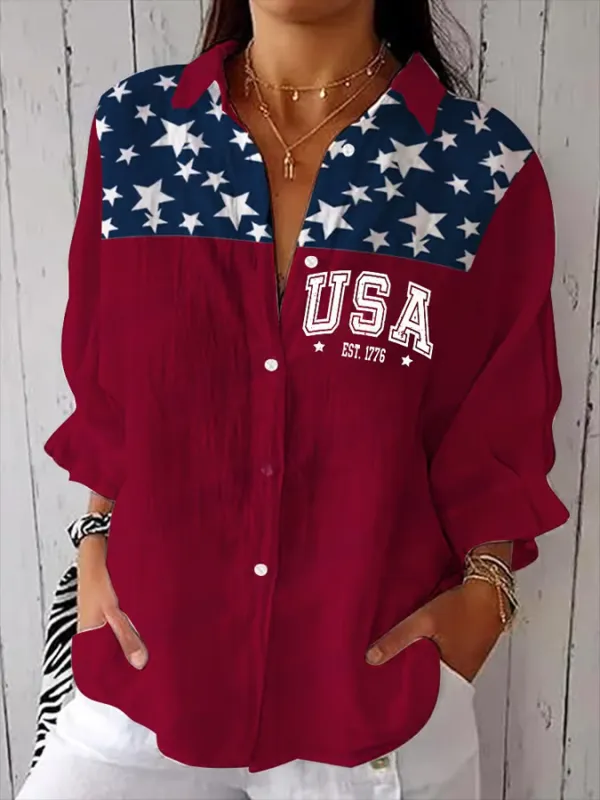 Image of Women's Independence Day 1776 Printed Casual Shirt